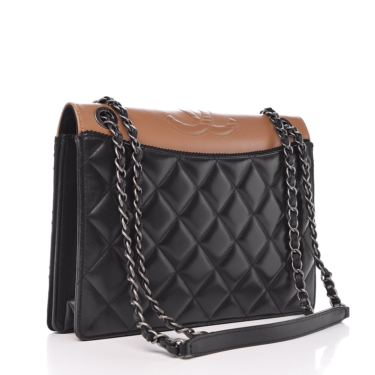 Chanel Calfskin Quilted Ballerine Flap Black Beige 3 of 10
