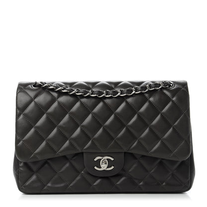 Chanel Lambskin Quilted Jumbo Double Flap Black 1 of 10