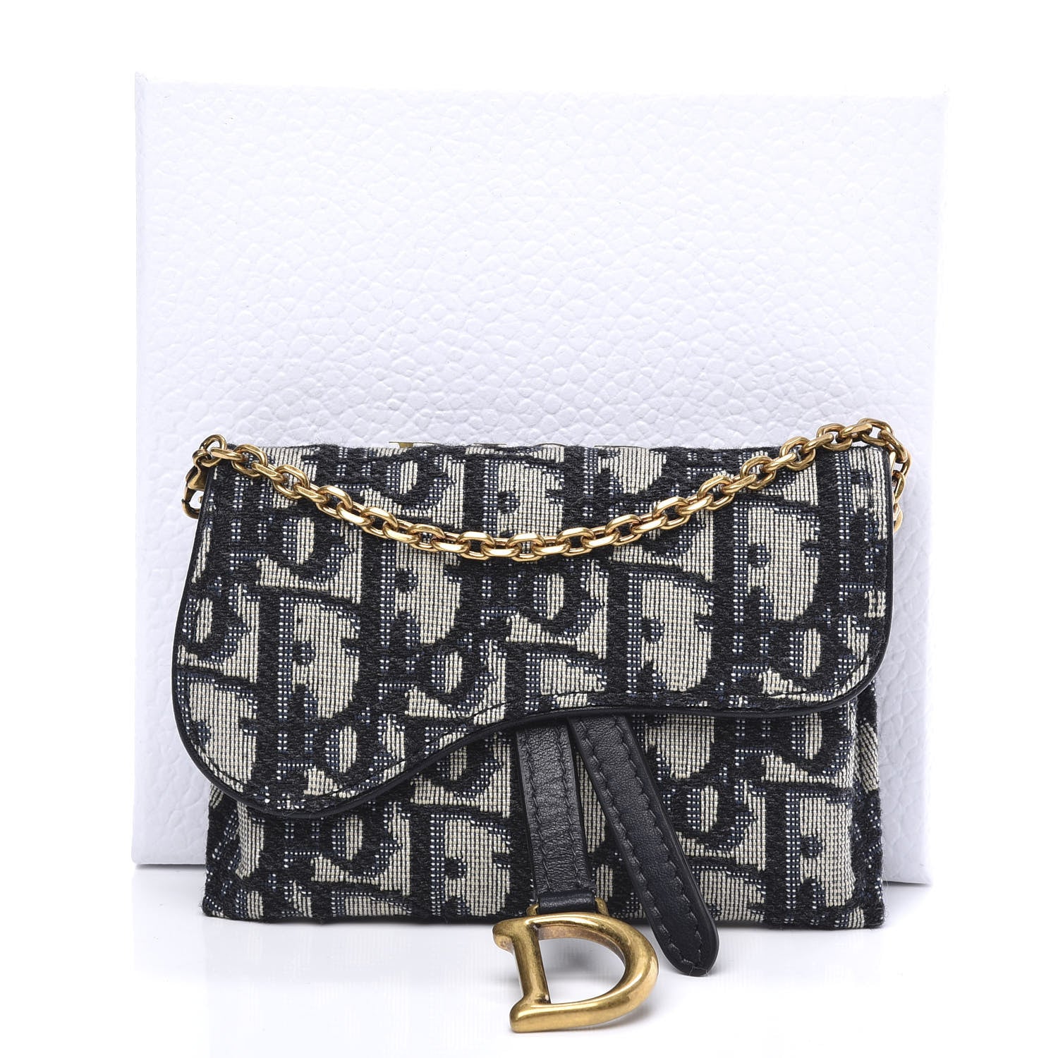 Christian Dior Oblique Nano Saddle Chain Pouch Blue 9 of 9