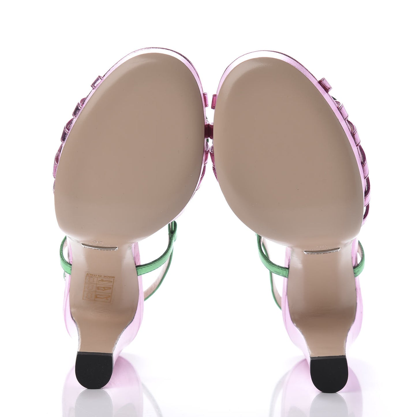 Metallic Nappa Crystal Zephyra Slingback Platform High Heel Sandals 36 Rosa Jasmine Green