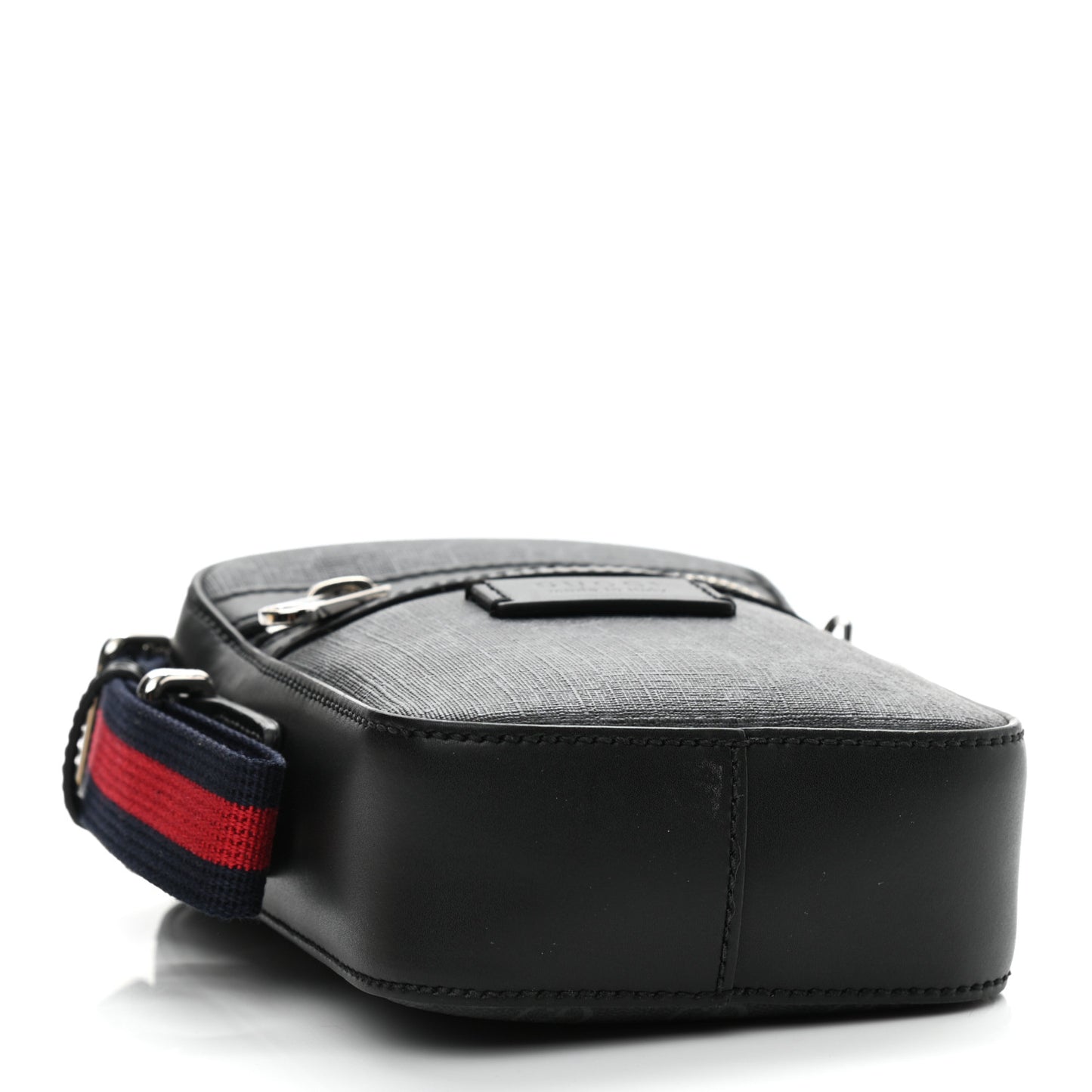 GG Supreme Monogram Appia Calfskin Web Small Camera Messenger Bag Black Grey