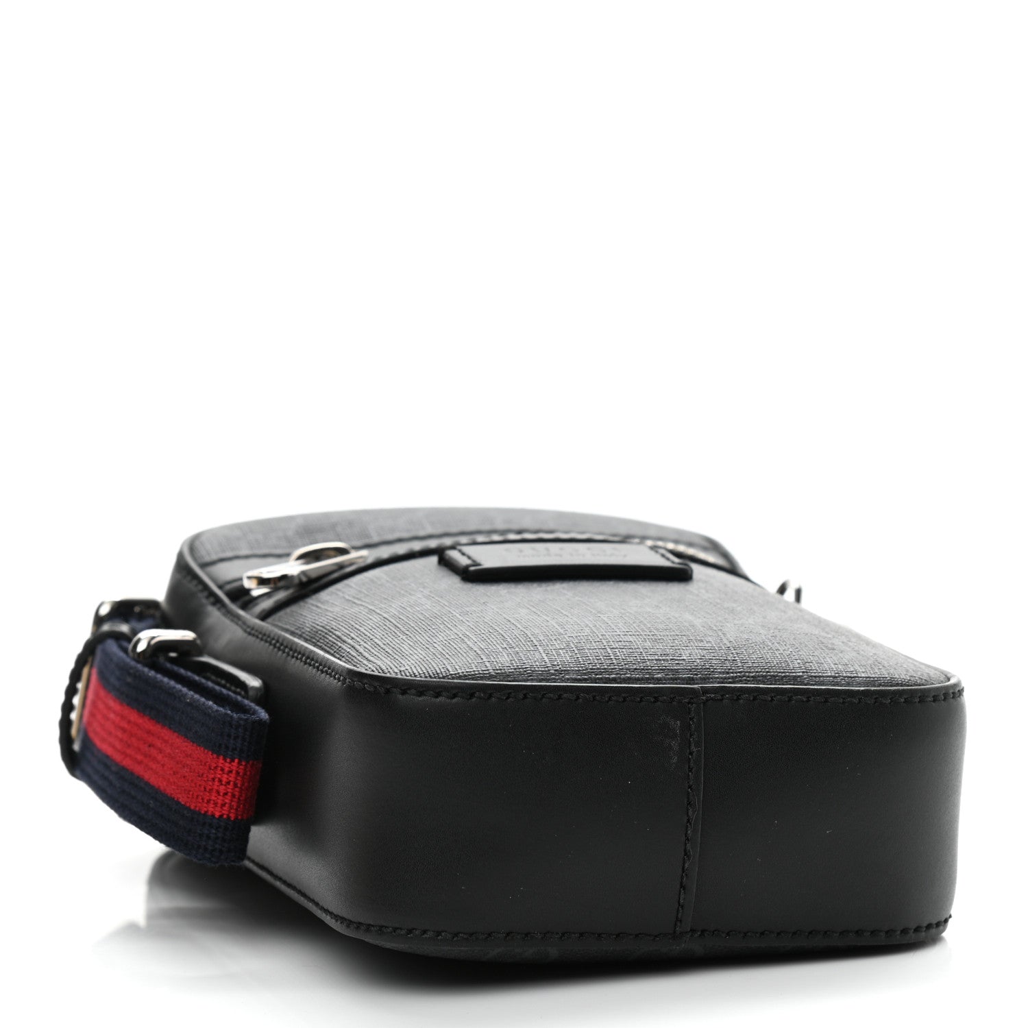 Gucci GG Supreme Monogram Appia Calfskin Web Small Camera Messenger Bag Black Grey 4 of 10