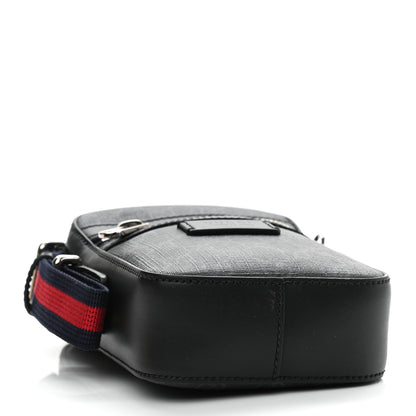 Gucci GG Supreme Monogram Appia Calfskin Web Small Camera Messenger Bag Black Grey 4 of 10