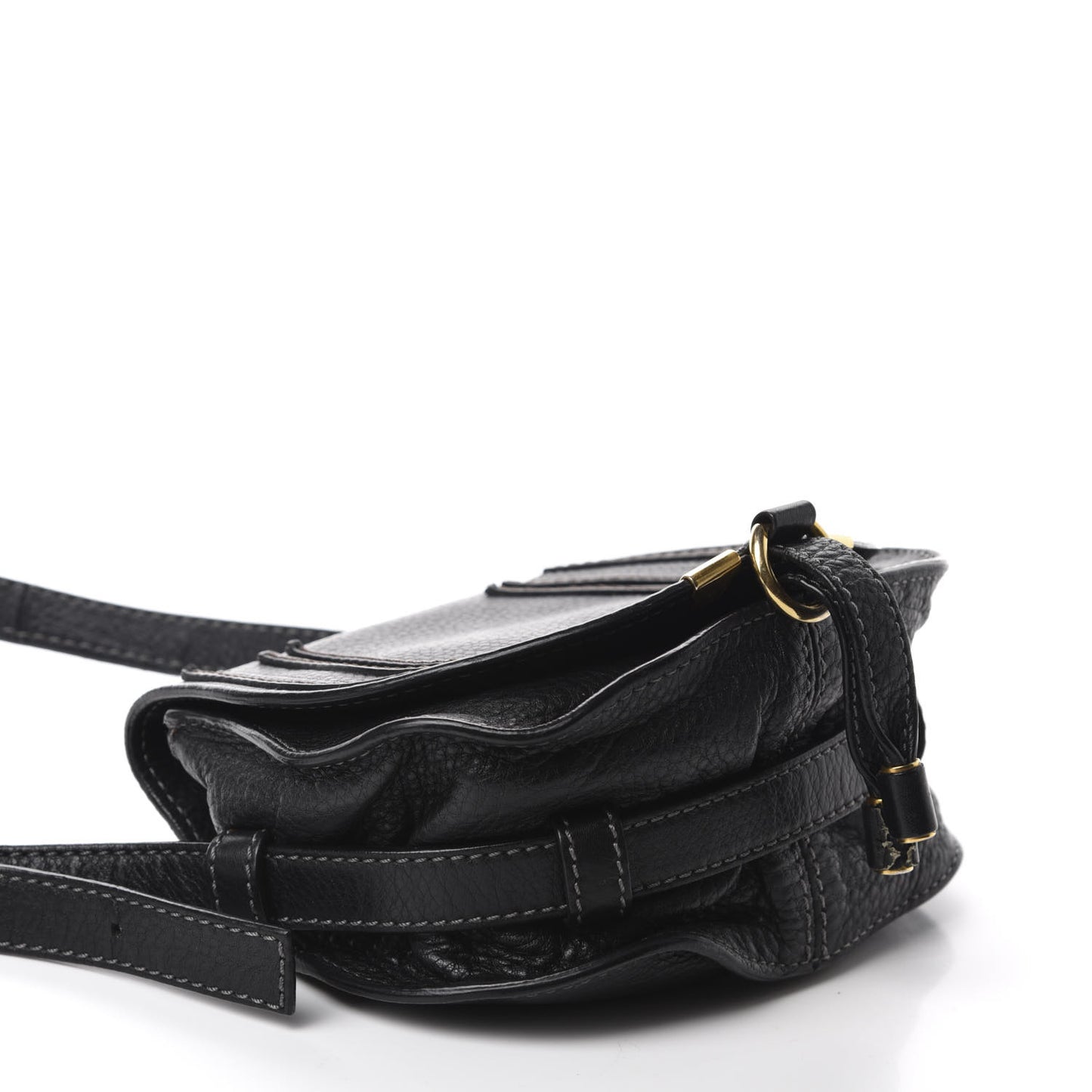 Calfskin Mini Marcie Round Crossbody Bag Black