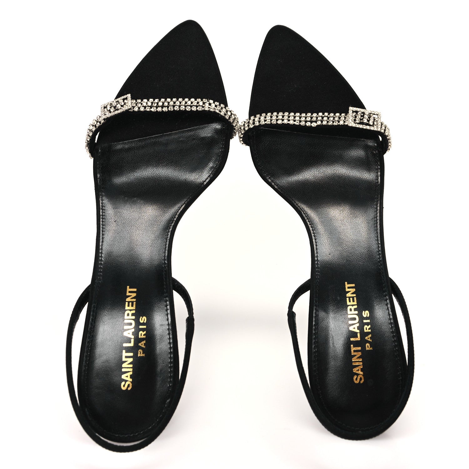 Saint Laurent Crepe Satin Rendez Vous Slingback Sandals  38 Black 2 of 8