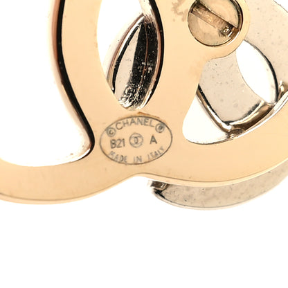 Chanel Crystal Double CC Earrings Gold Silver 4 of 5