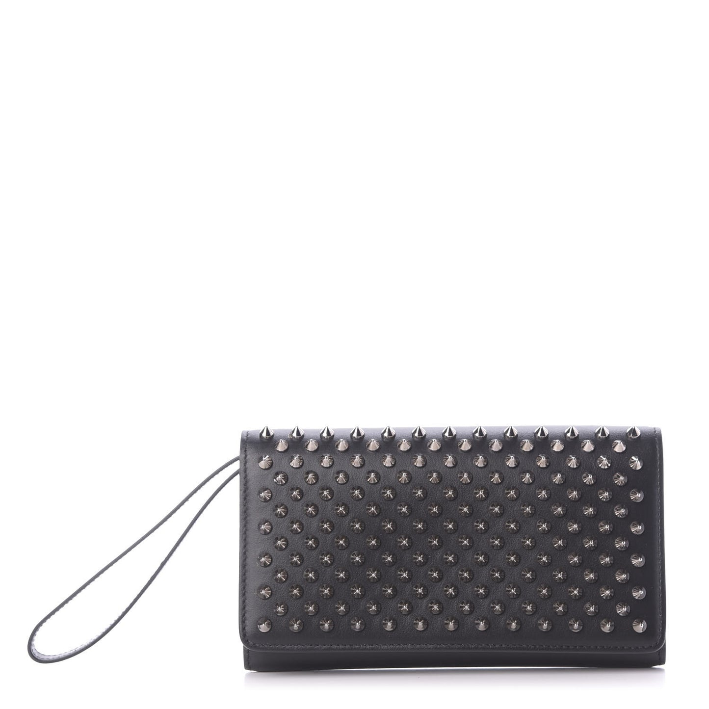 Calfskin Macaron Spiked Flap Wallet Black