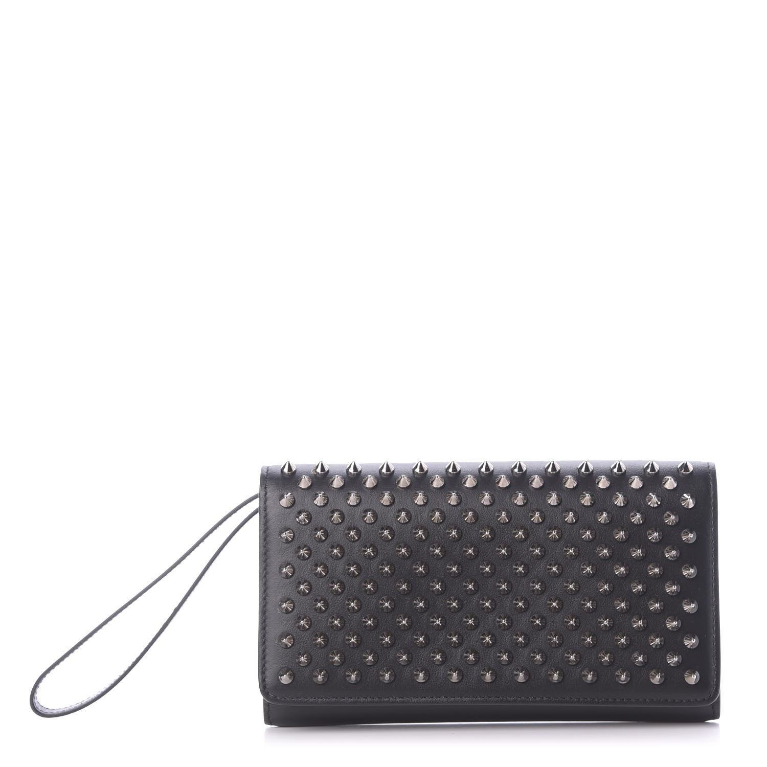 Christian Louboutin Calfskin Macaron Spiked Flap Wallet Black 1 of 10
