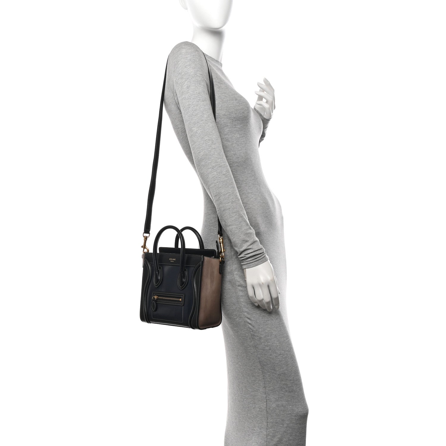 Celine Glazed Calfskin Nano Bi-Color Luggage Dark Blue 2 of 13