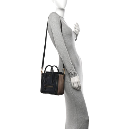 Celine Glazed Calfskin Nano Bi-Color Luggage Dark Blue 2 of 13