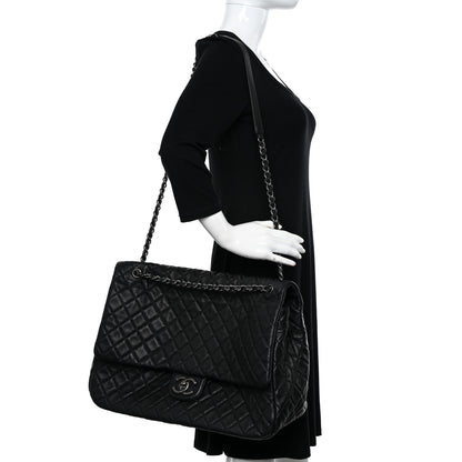 Chanel Grained Calfskin Quilted XXL Travel Flap Bag Black 10 of 10