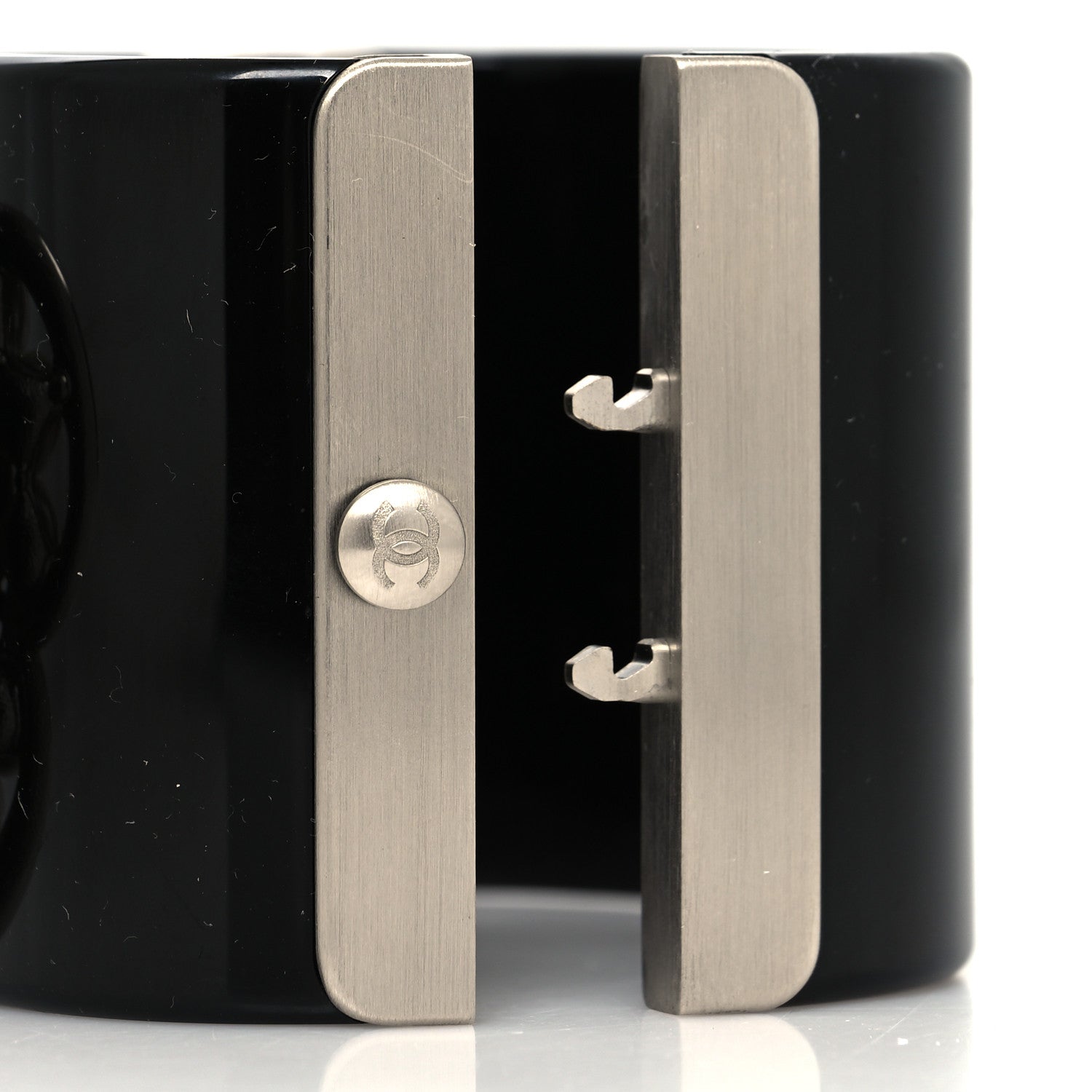 Chanel Resin Crystal Pearl Flower CC Cuff Black 4 of 6