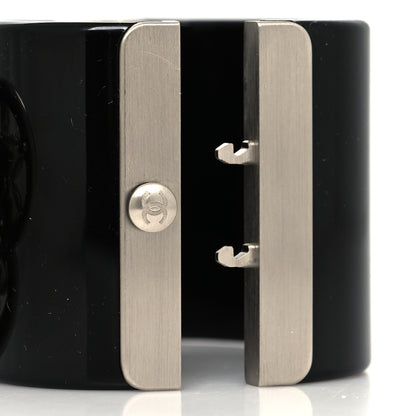 Chanel Resin Crystal Pearl Flower CC Cuff Black 4 of 6