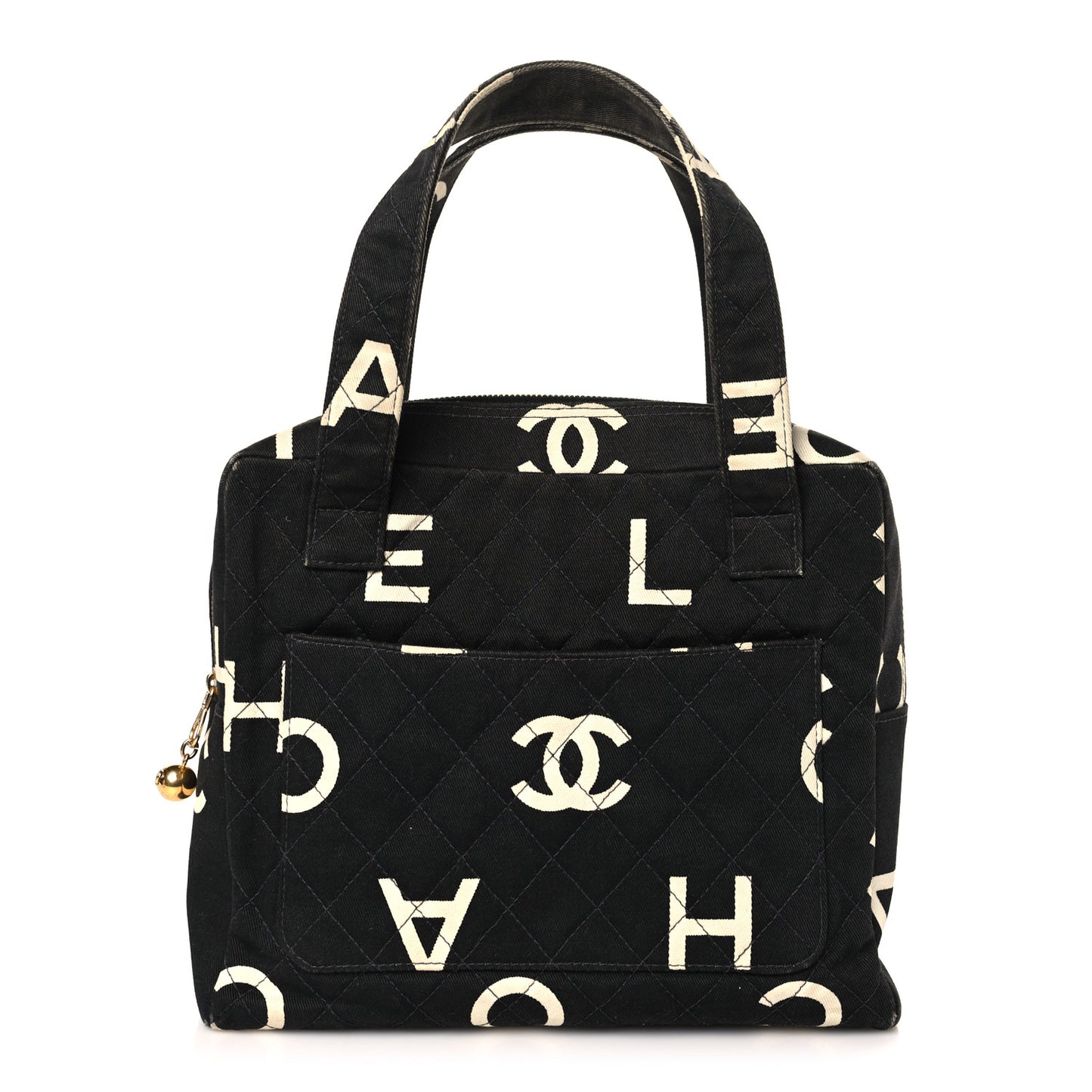 Denim CC Logo Top Handle Black