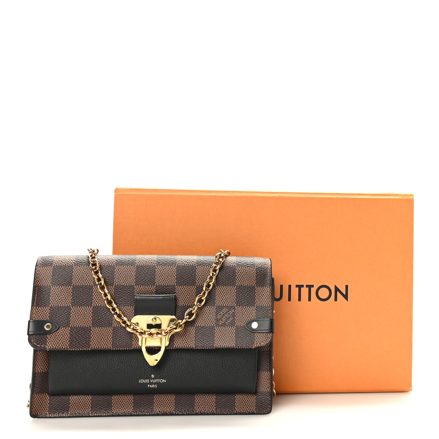 Damier Ebene Vavin Chain Wallet Black