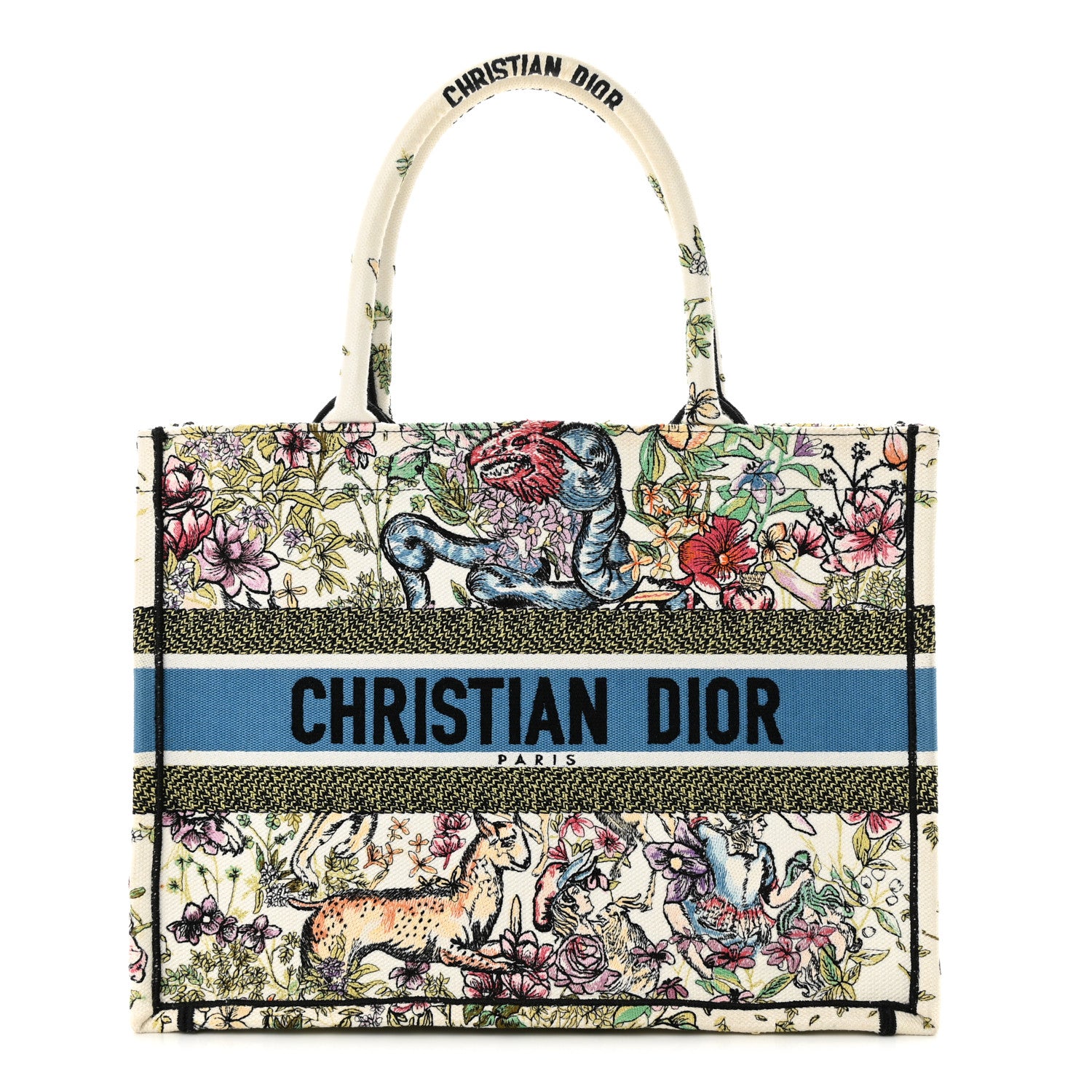 Christian Dior CHRISTIAN DIOR Canvas Embroidered Medium D-Constellation Book Tote Latte Multicolor 1 of 11