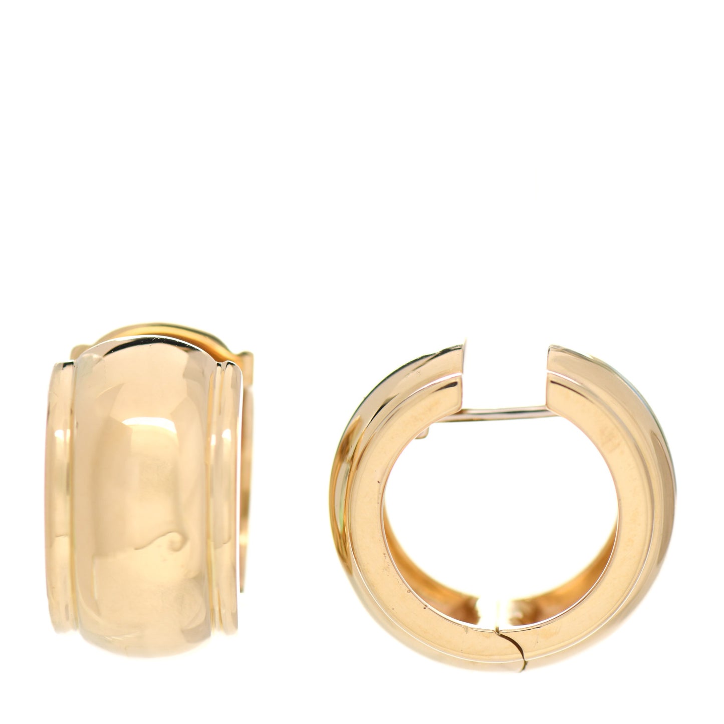 18K Yellow Gold Wide Dome Shell Hoop Earrings
