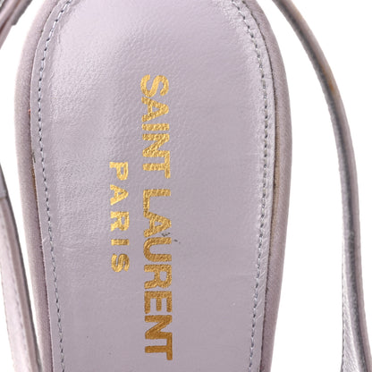 Saint Laurent Crepe Satin Blanco Feathered Sandals 38 Poly Grey 9 of 11