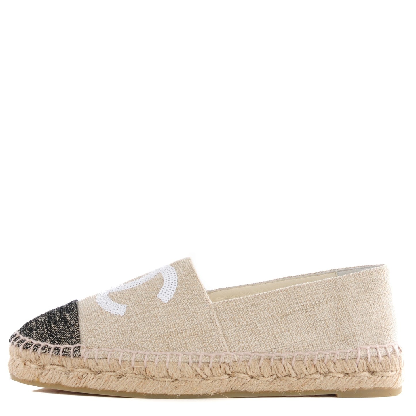 Toile Sequin CC Espadrilles 38 Beige Black