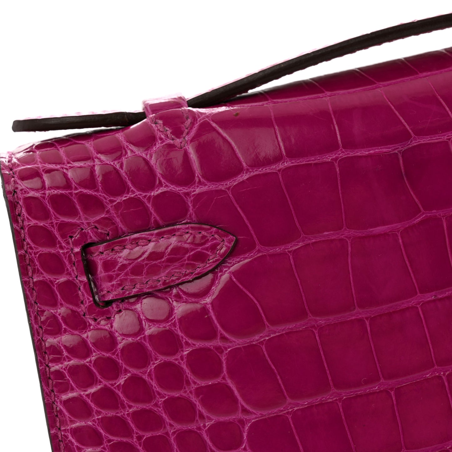 Shiny Alligator Kelly Pochette Rose Scheherazade