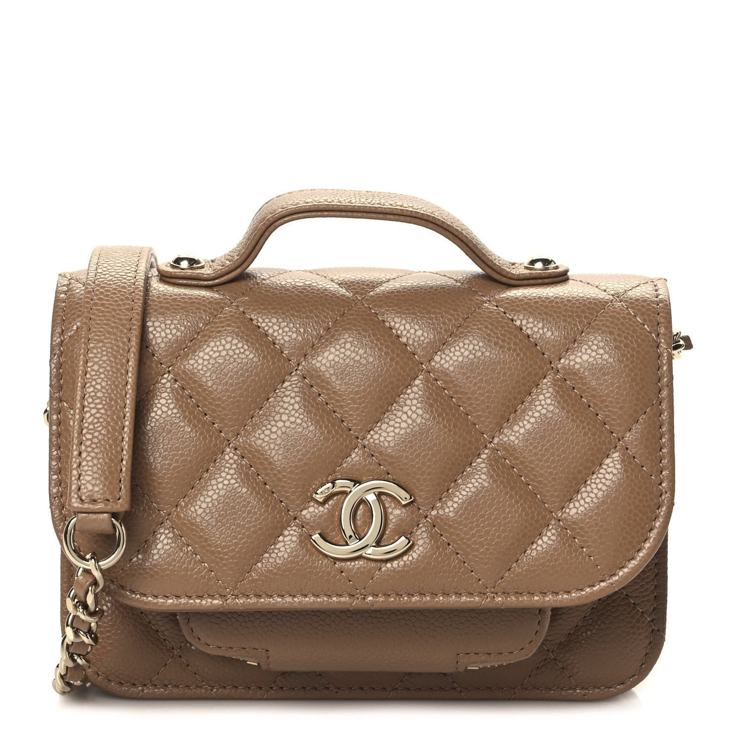 Chanel Caviar Quilted Business Affinity Clutch With Chain Flap Dark Beige 1 of 11