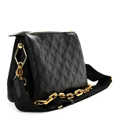 Louis Vuitton Lambskin Embossed Monogram Coussin PM Black 3 of 10