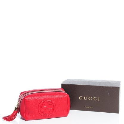 Gucci Pebbled Calfskin Medium Soho Cosmetic Case Red 5 of 9