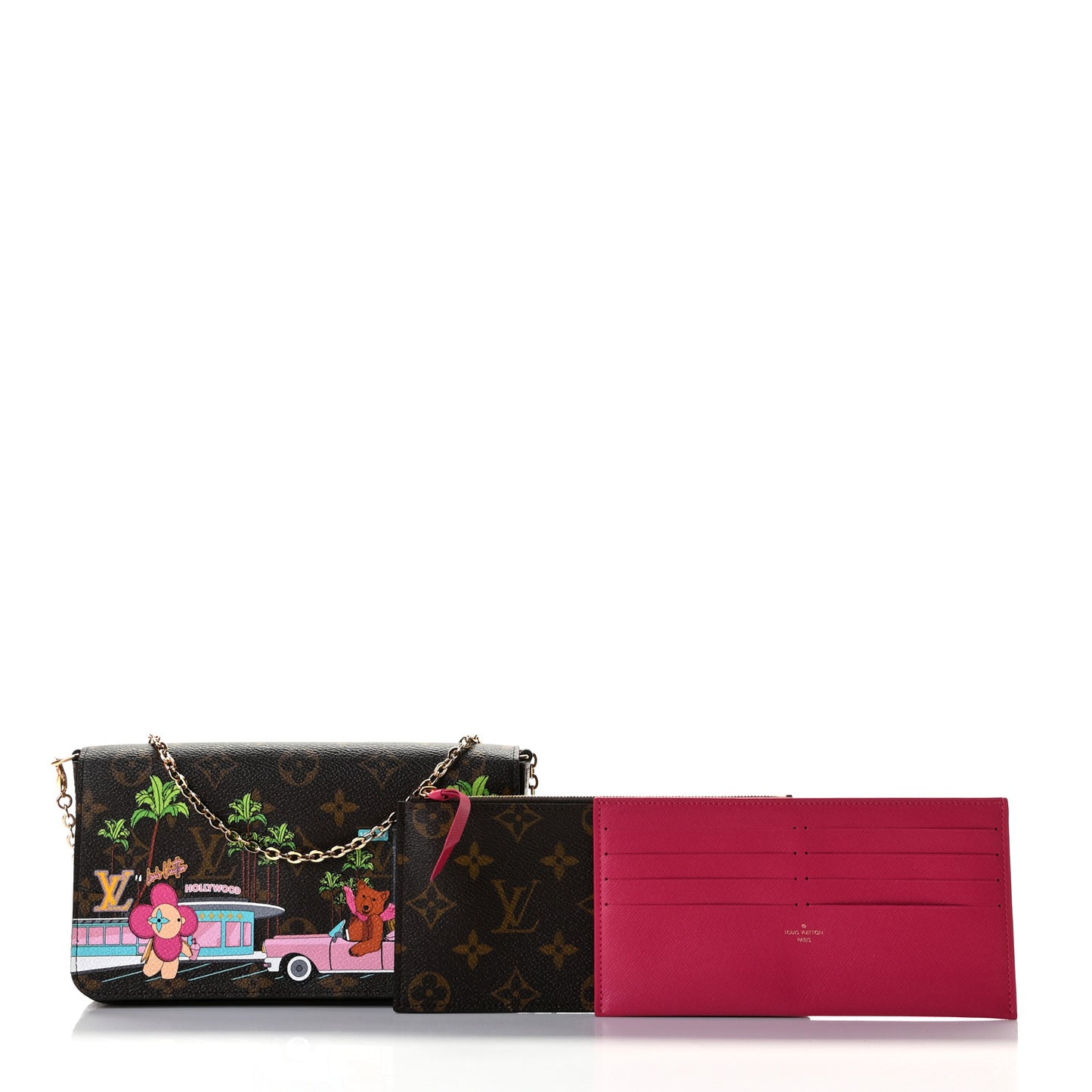 Monogram 2021 Christmas Animation Hollywood Pochette Felicie Chain Wallet Fuchsia