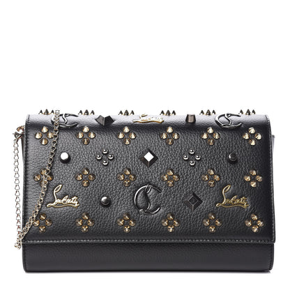 Christian Louboutin Grained Calfskin Spikes Loubinthesky Paloma Wallet On Chain Black Multimetal 1 of 10