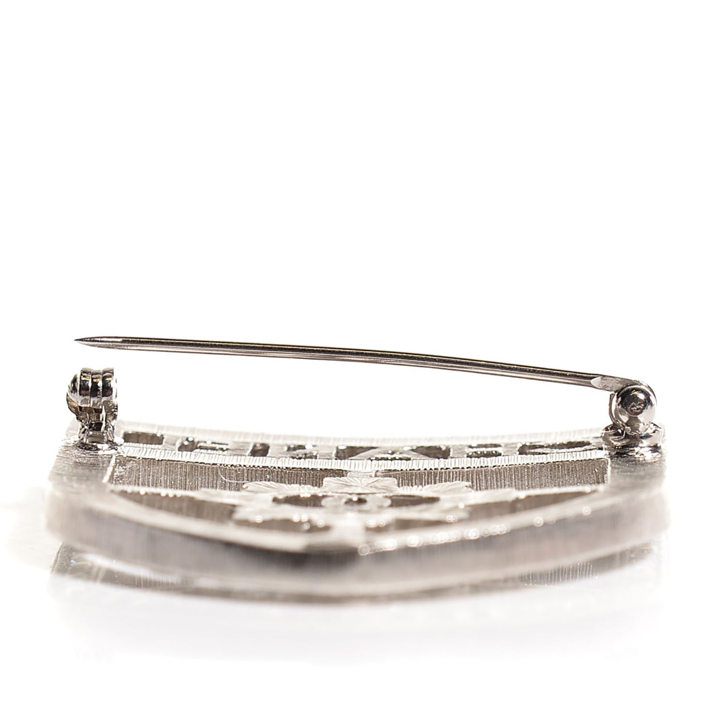 Crystal CC Shield Brooch Silver