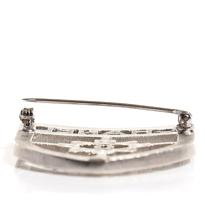 Chanel Crystal CC Shield Brooch Silver 3 of 4