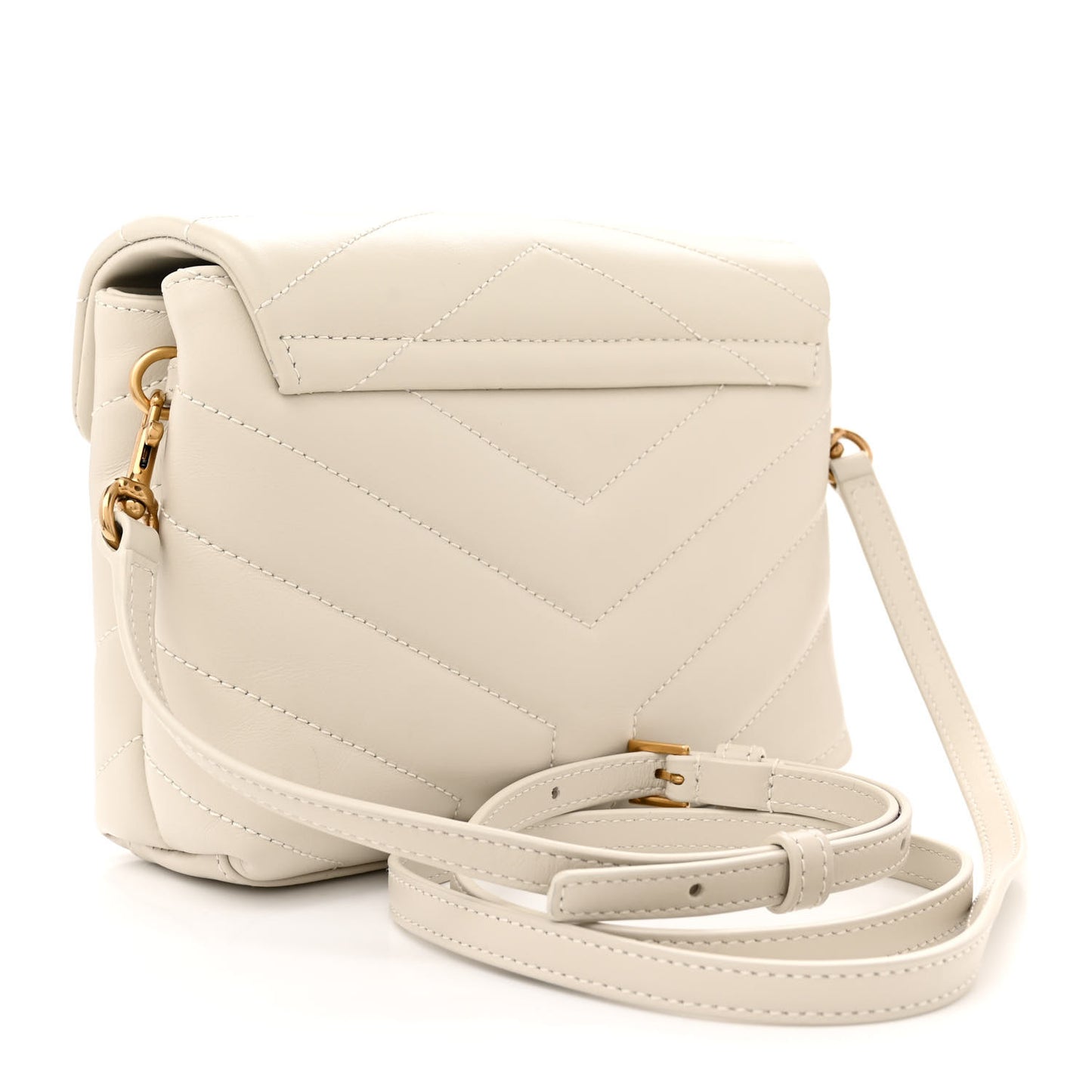 Calfskin Y Quilted Monogram Toy Loulou Crossbody Bag Blanc Vintage