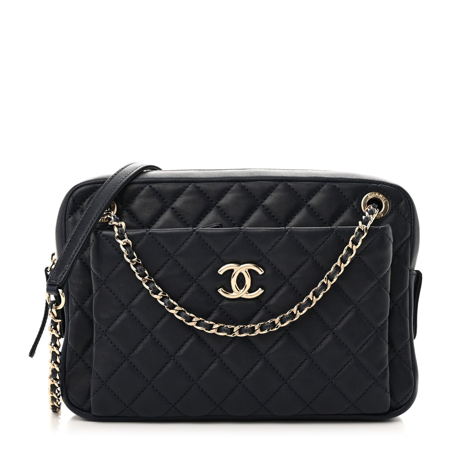 Lambskin Quilted Camera Case Navy