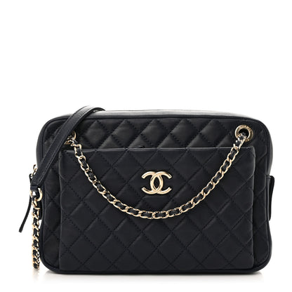 Chanel Lambskin Quilted Camera Case Navy 1 of 10