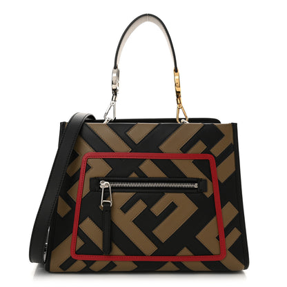 Fendi Vitello Century F is Fendi FF Diagonal Inlay Small Runaway Satchel Fango Black Fragola 1 of 10