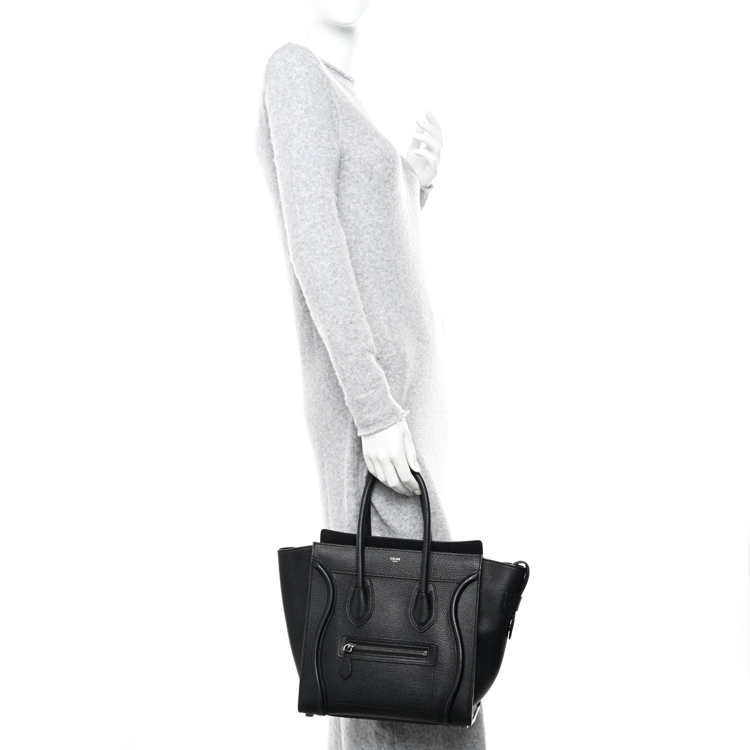 Celine Drummed Calfskin Micro Luggage Black 2 of 10