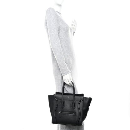 Celine Drummed Calfskin Micro Luggage Black 2 of 10