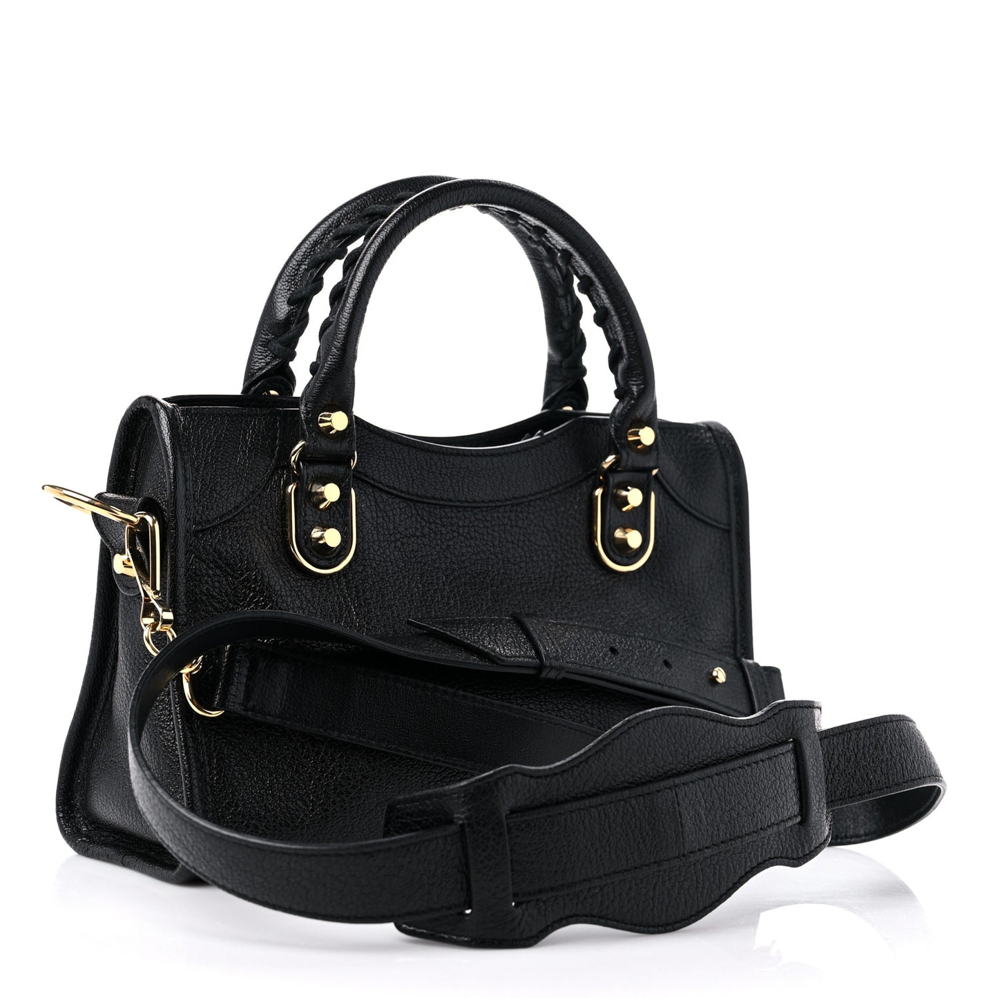 Chevre Gold Metallic Edge Hardware Mini City Black