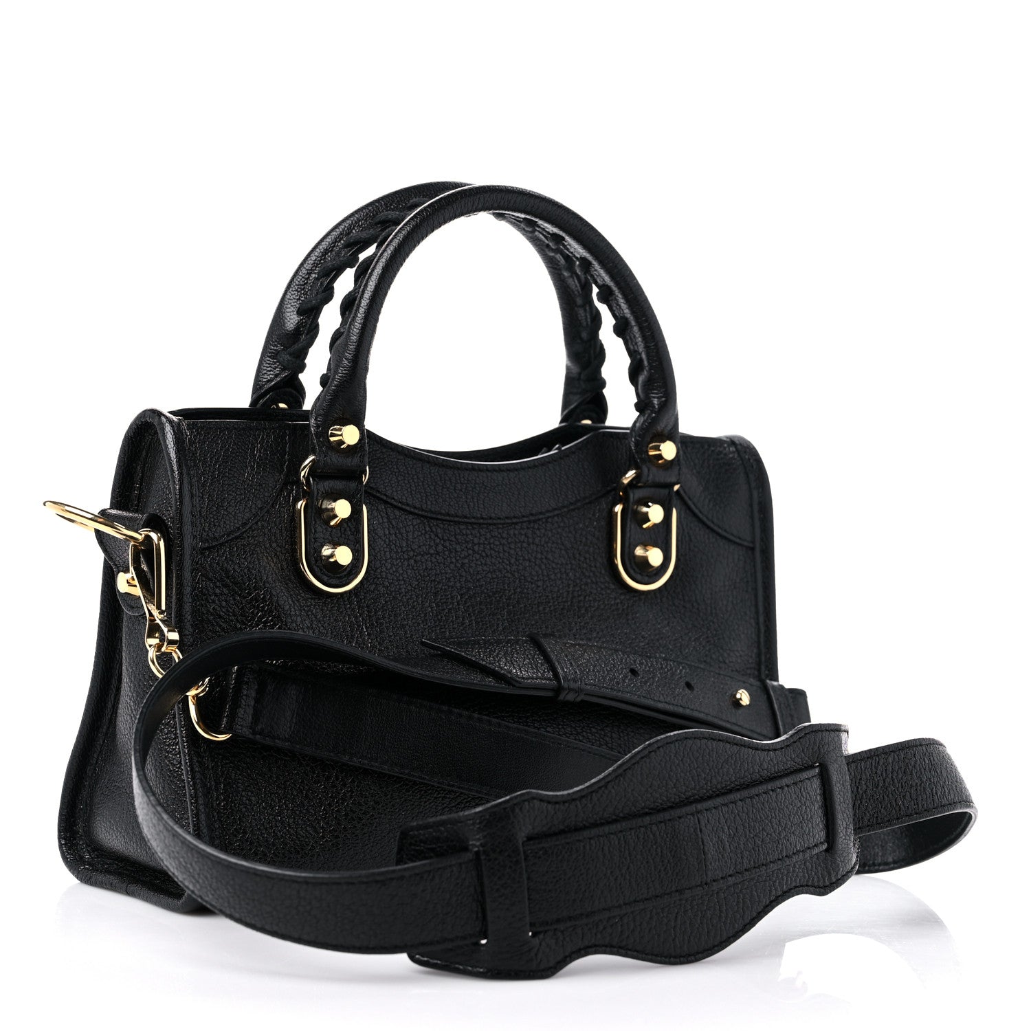 Balenciaga Chevre Gold Metallic Edge Hardware Mini City Black 4 of 10