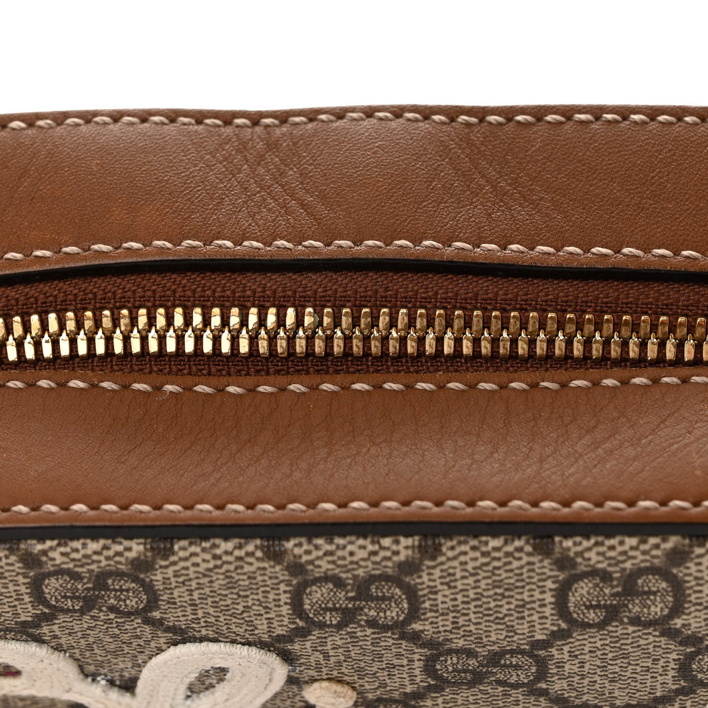 GG Supreme Monogram Blind For Love Embroidered Mini Chain Shoulder Bag Beige Tuscany