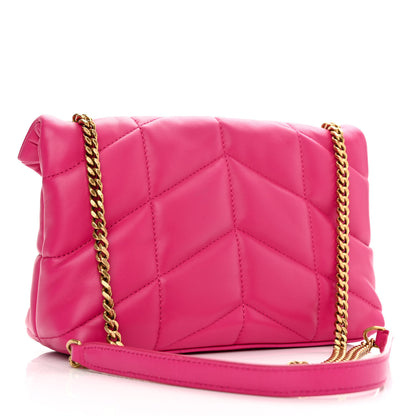 Saint Laurent Lambskin Quilted Toy Loulou Puffer Monogram Chain Satchel Bubblegum 3 of 11