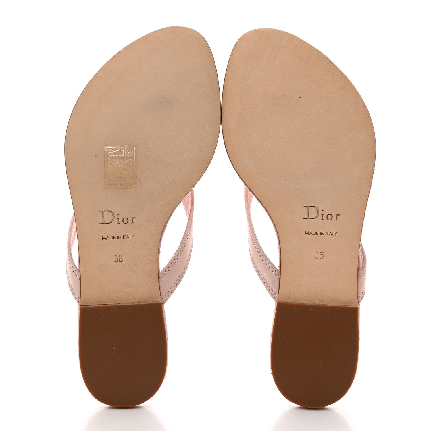 Christian Dior Lambskin Cannage Thong Sandals 36 Rose De Vents 5 of 9