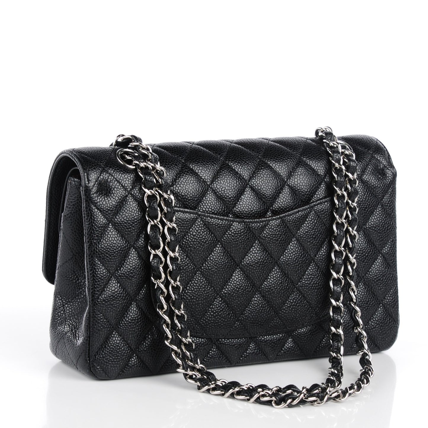Caviar Quilted Medium Double Flap Black