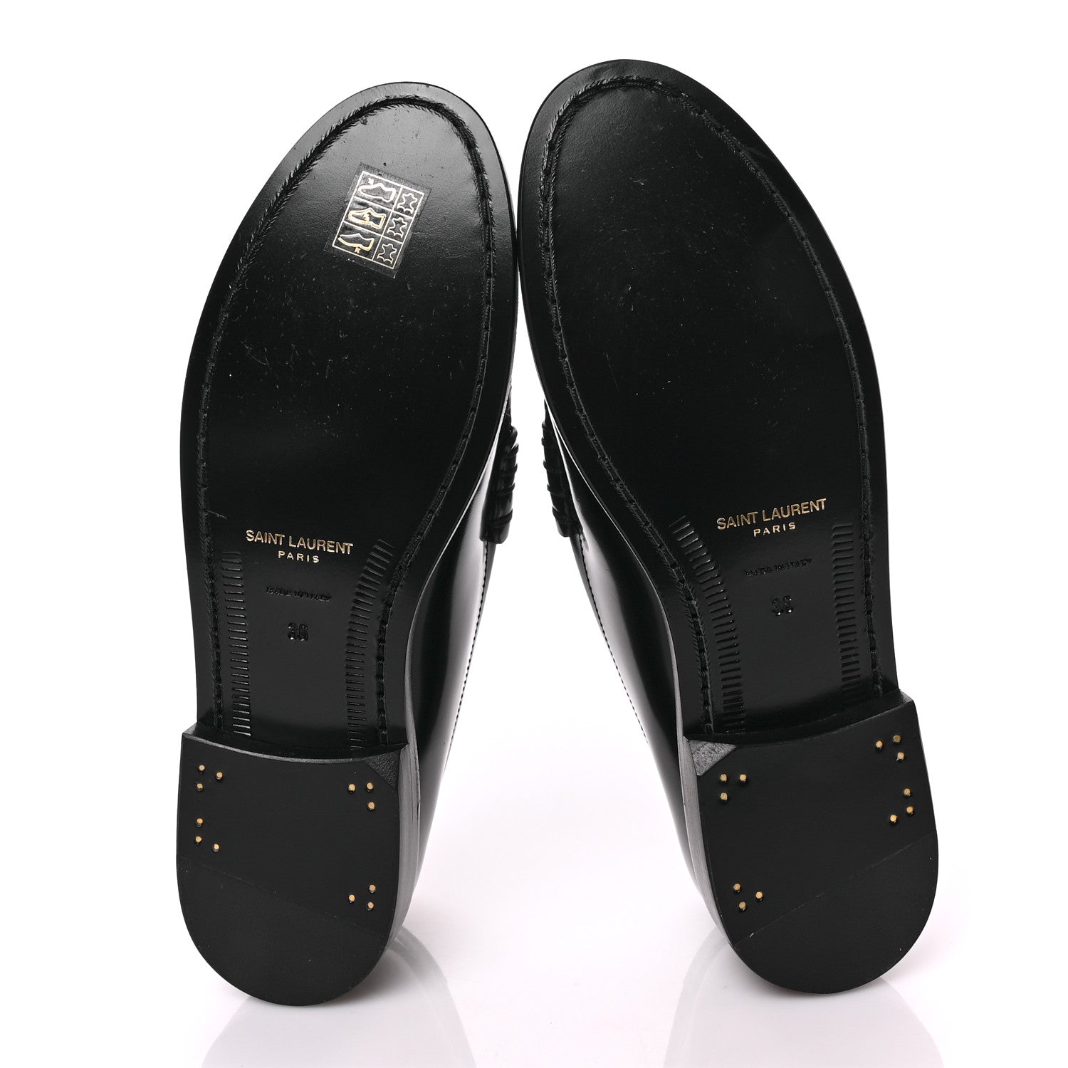 Saint Laurent Patent Calfskin Penny Loafers 36 Black 5 of 9