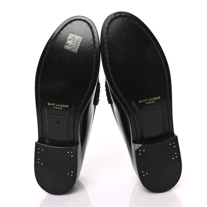 Saint Laurent Patent Calfskin Penny Loafers 36 Black 5 of 9