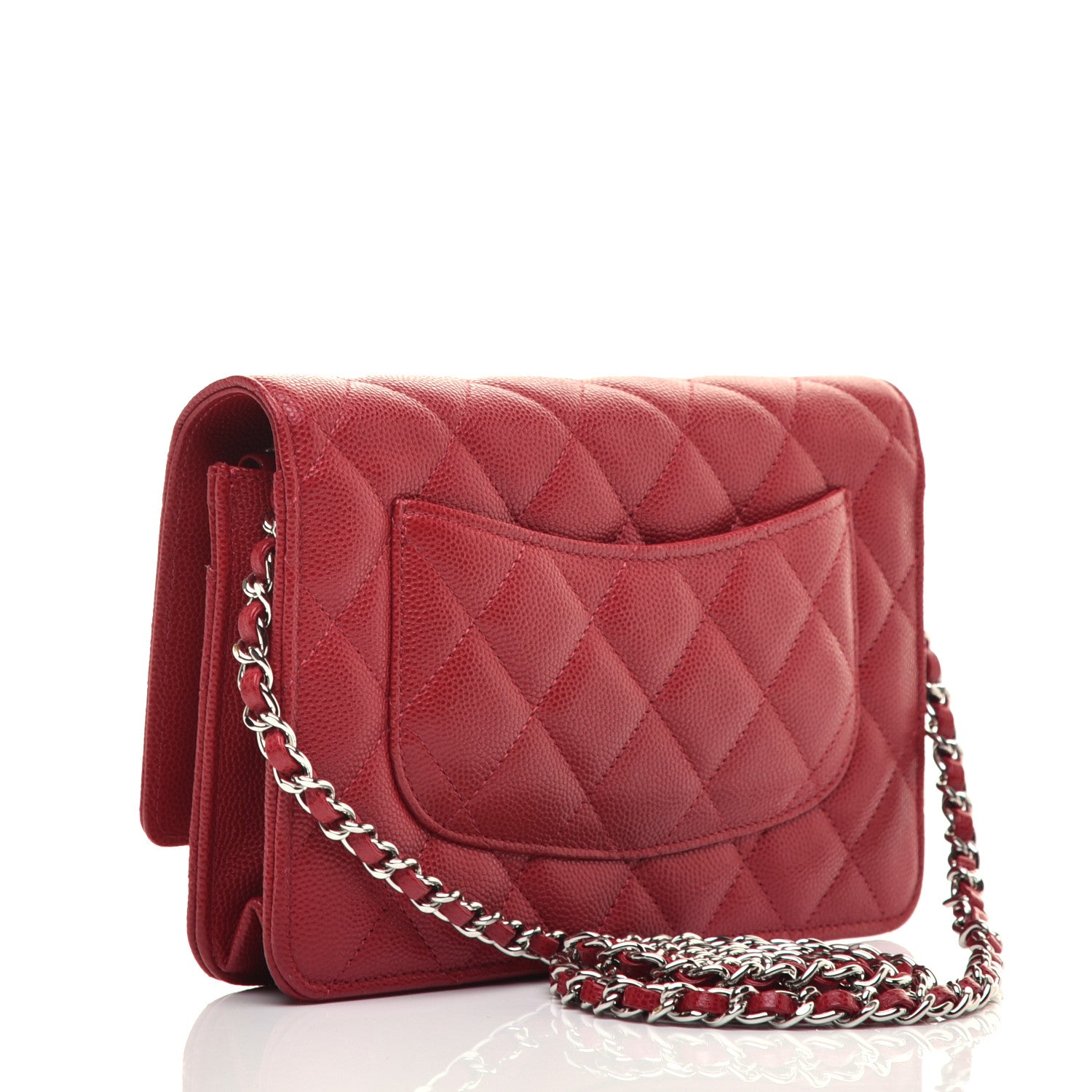Chanel Caviar Quilted Wallet On Chain WOC Red 3 of 9