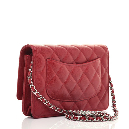 Chanel Caviar Quilted Wallet On Chain WOC Red 3 of 9