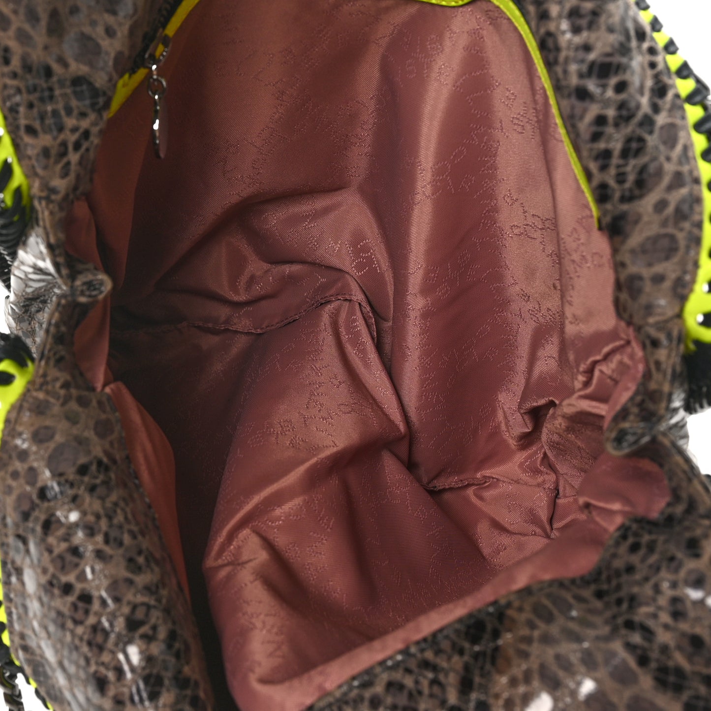 Eco Python Small Falabella Tote Beige Yellow