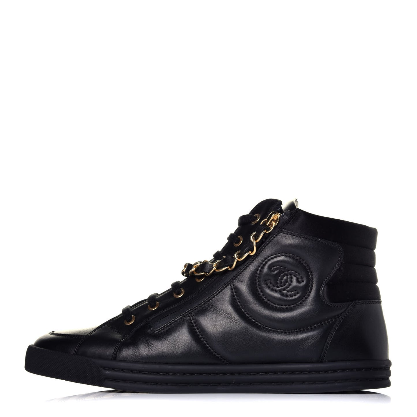 Calfskin Mens Zipped Sneakers 41 Black