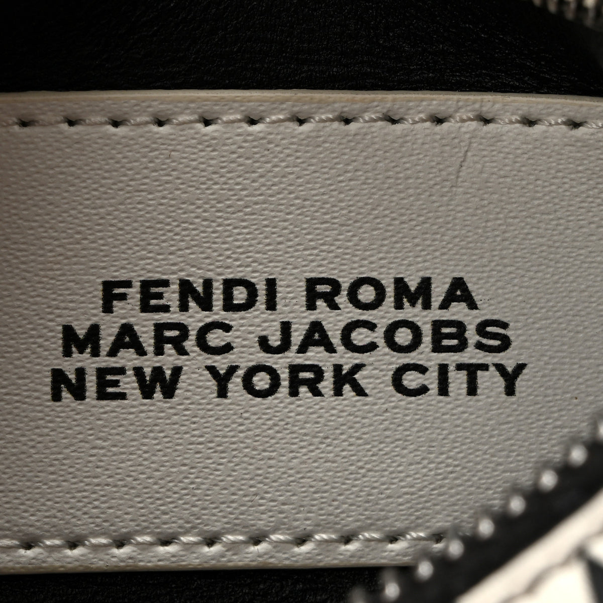 Fendi X MARC JACOBS Nappa Vitello King Logo Print Nano Fendigraphy Hobo Charm White Black 6 of 14